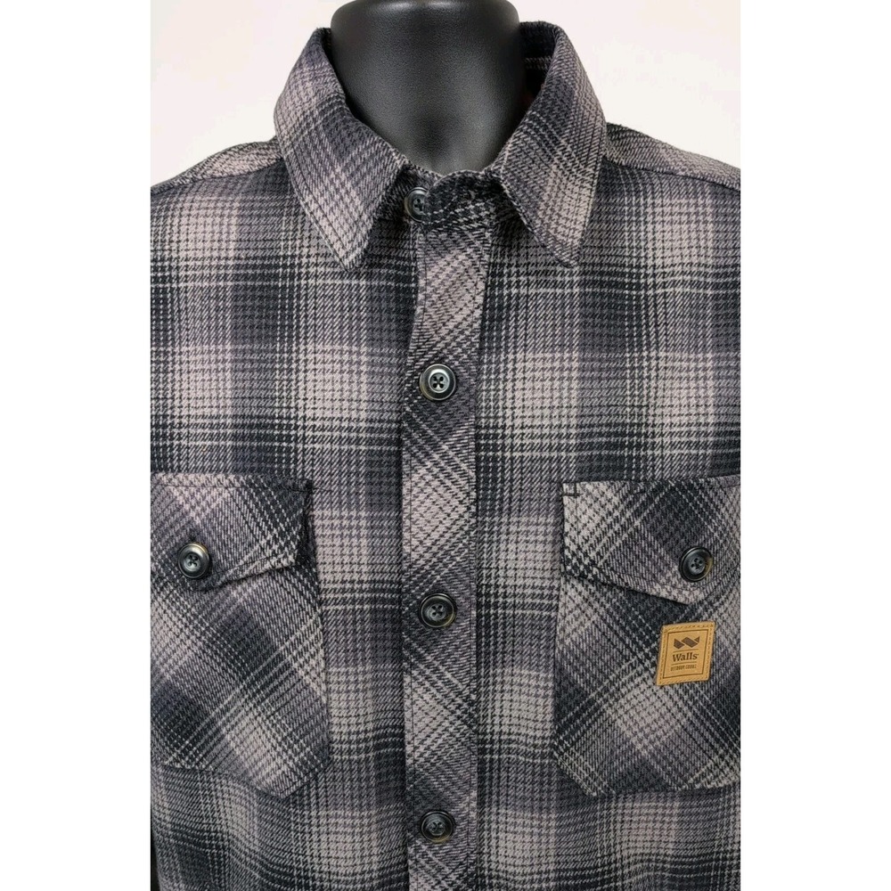 Men's Walls Outdoor Goods Sherpa Lined Heavy Flannel Plaid Size M - Picture 2 of 9